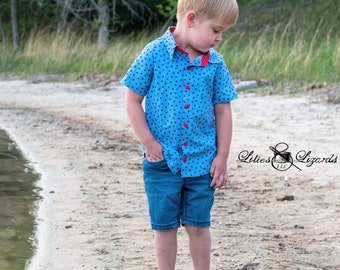 Nautical Sailboat Button-Up Shirt For Boys