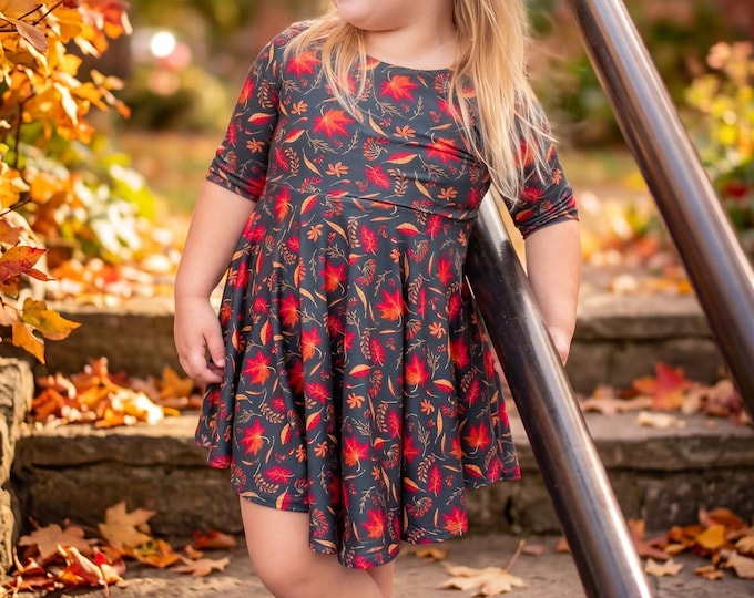 Featured listing image: Girls Fall Botanical Dress - Thanksgiving Outfit For Girls