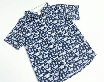 Boy's Blue Bug Shirt - Cotton Button-Down Insect Shirt