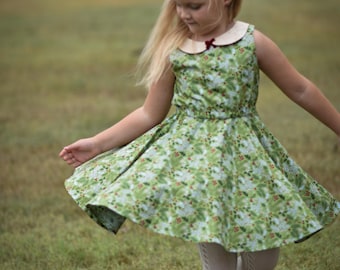 Girls Green Christmas Dress - Mistletoe Cotton Holiday Dress