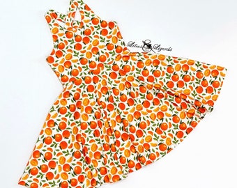 Orange Fruit Sundress For Girls