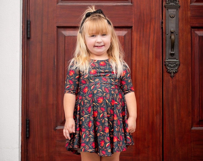 Featured listing image: Girls Fall Botanical Dress - Thanksgiving Outfit For Girls