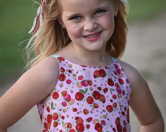 Girls Strawberry Gingham Summer Dress