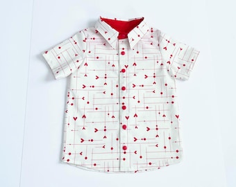 Boys Valentine's Shirt - Hearts And Arrows Cotton Top