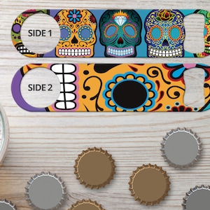 Bottle Opener for Bartender Gifts Speed Openers Bar Blades Custom Bottle Openers Day of the Dead Sugar Skulls Bottle Opener Flat Beer Opener