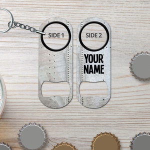 Mini Bottle Opener Keychain for Bartender Gift & Home Bar Metal Plate Silver Custom Bottle Opener Bar Blade Beer Opener Gift for Bartender