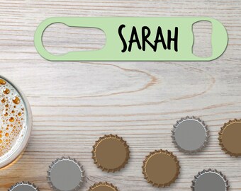 Personalized Mint Green Bottle Opener: Pour Spout Remover, Bar Tool