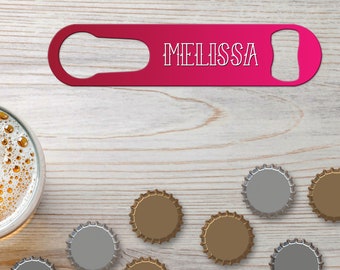 Personalized Bottle Opener With Pour Spout Remover for Bartenders Beer Opener Flat Bottle Opener Speed Opener Magenta Gift Assorted Colors