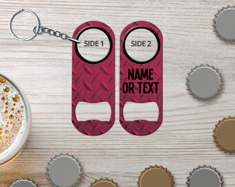 Mini Bottle Opener Keychain for Bartender Gift & Home Bar Diamond Plate Pink Custom Bottle Opener Bar Blade Beer Opener Gift for Bartender