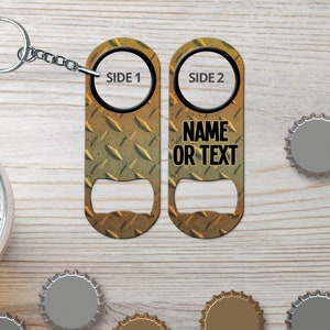 Mini Bottle Opener Keychain for Bartender Gift & Home Bar Diamond Plate Copper Custom Bottle Opener Bar Blade Beer Opener Gift for Bartender