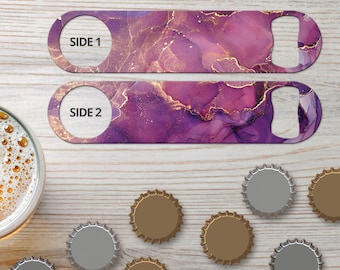 Bottle Opener for Bartender Gift & Home Bar Marble Sparkle Purple Custom Bottle Opener Bar Key Bar Blade Flat Beer Opener Gift for Bartender