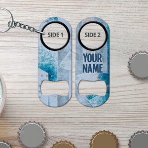 Mini Bottle Opener Keychain for Bartender Gift & Home Bar Metal Plate Blue Custom Bottle Opener Bar Blade Beer Opener Gift for Bartender