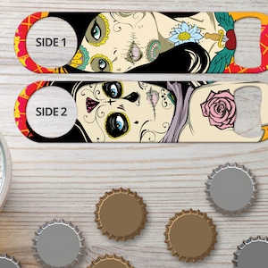 Bottle Opener for Bartender Gifts Ladies Of The Dead Sugar Skulls Personalized Speed Opener Day Of The Dead Bar Blade Flat Bottle Openers