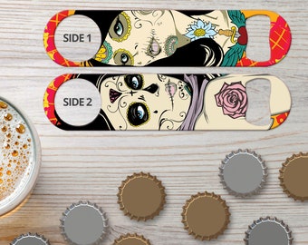 Sugar Skull Bartender Bottle Opener, Day Of The Dead Bar Blade