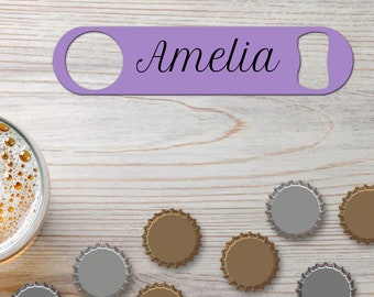 Personalized Bottle Opener Bartender Gift Beer Opener Flat Bottle Opener Name or Design Speed Opener Orchid Purple Gifts & Assorted Colors