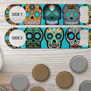 Bottle Opener for Bartender Gifts & Home Bar Day of the Dead Bottle Opener Sugar Skulls Bar Blade Flat Bottle Openers for Bar Staff Gifts