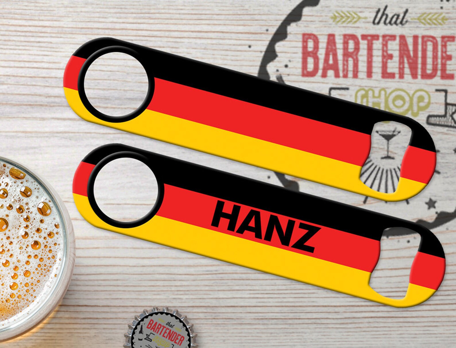 Germany Flag (1A) Personalized Ink Bar Key Custom Deutschland German Bartender Speed Bottle Opener