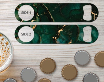 Bottle Opener for Bartender Gift & Home Bar Marble Sparkle Dark Green Bottle Opener Bar Key Bar Blade Flat Beer Opener Gift for Bartender