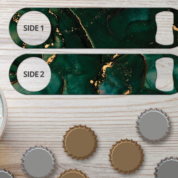 Bottle Opener for Bartender Gift & Home Bar Marble Sparkle Dark Green Bottle Opener Bar Key Bar Blade Flat Beer Opener Gift for Bartender