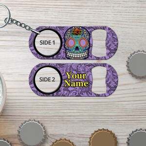 Mini Bottle Opener Keychain for Bartender Gift & Home Bar Day of the Dead Mexican Skulls Gifts Bottle Opener Beer Opener Gift for Bartender