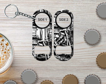 Mini Bottle Opener Keychain for Bartender Gift & Home Bar Diamond Plate Silver Custom Bottle Opener Bar Blade Beer Opener Gift for Bartender