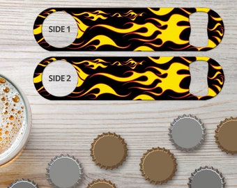 Bottle Opener for Bartenders & Home Bar Flames Black Bottle Opener Bar Blade Flat Bottle Opener Bar Staff Gifts for Bartender Speed Openers
