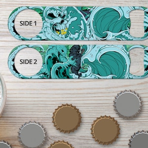 Bottle Opener for Bartender Gifts Stormy Sea Personalized Speed Opener Flat Bar Blade Beer Bottle Opener Custom Bar Key for Bar Staff Gifts