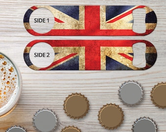 British Flag Bottle Opener - United Kingdom Bar Key, Bartender Gift