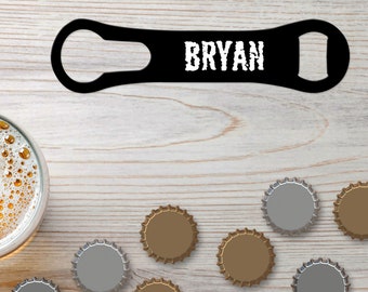 Personalized Bottle Opener Bartender Gifts Beer Opener Flat V-Rod Bottle Opener Name or Design Speed Opener Black Gifts & Assorted Colors