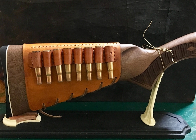 DKM Leathers Rifle Stock Leather Cheek Pad/Ammo Carrier by Etsy