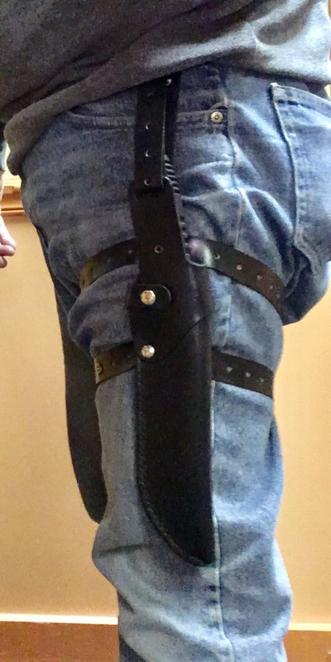 DKM Leathers Thigh Carry Knife Sheath System by Etsy