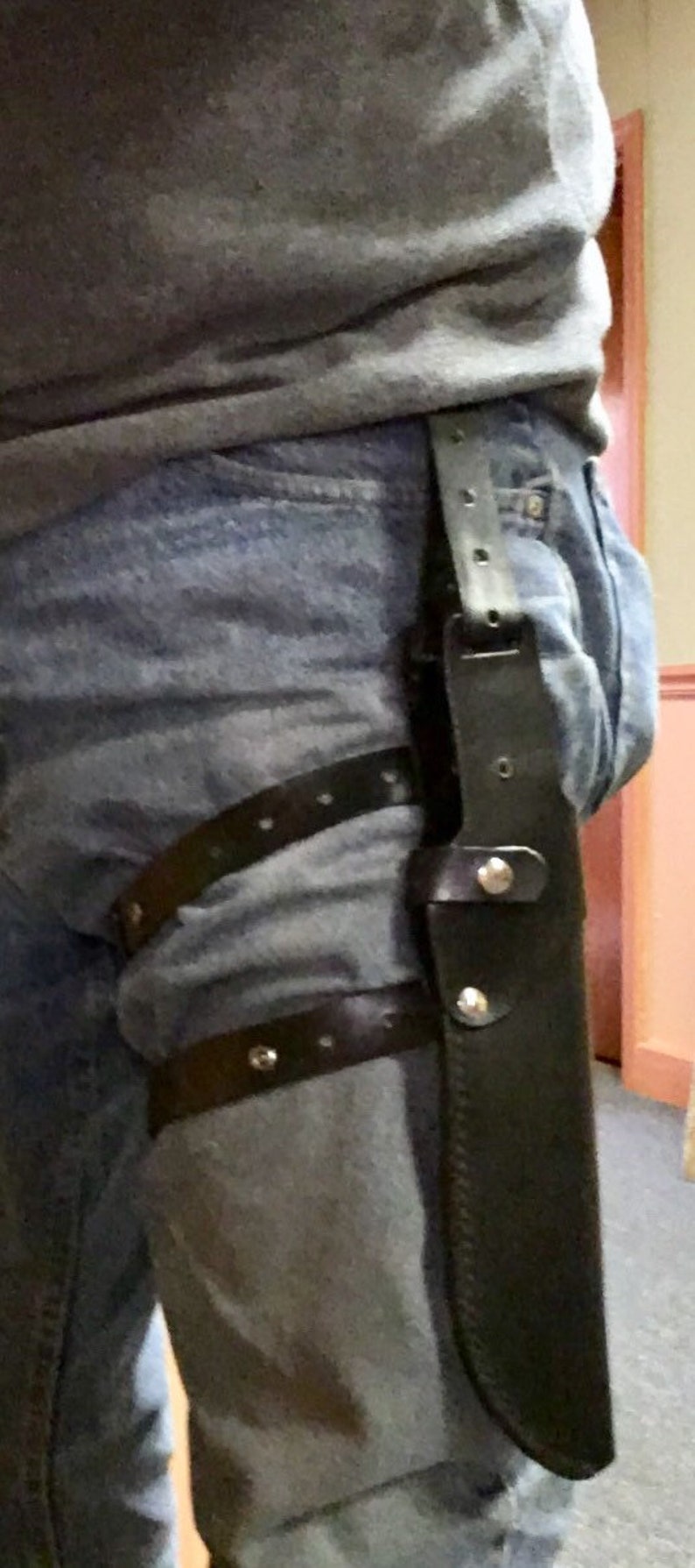 DKM Leathers Thigh Carry Knife Sheath System by Etsy
