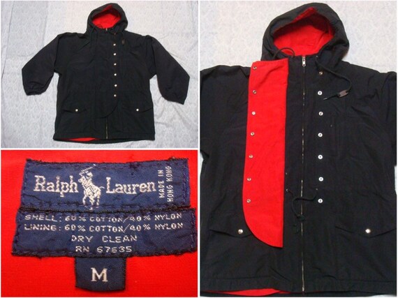 Vintage Ralph Lauren chaqueta cortavientos negro capecapuchina | Etsy México