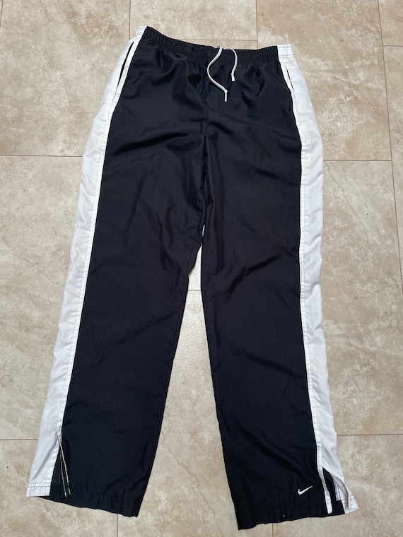 Vintage Nike Pants Black White Stripe Nylon Women's Y2K