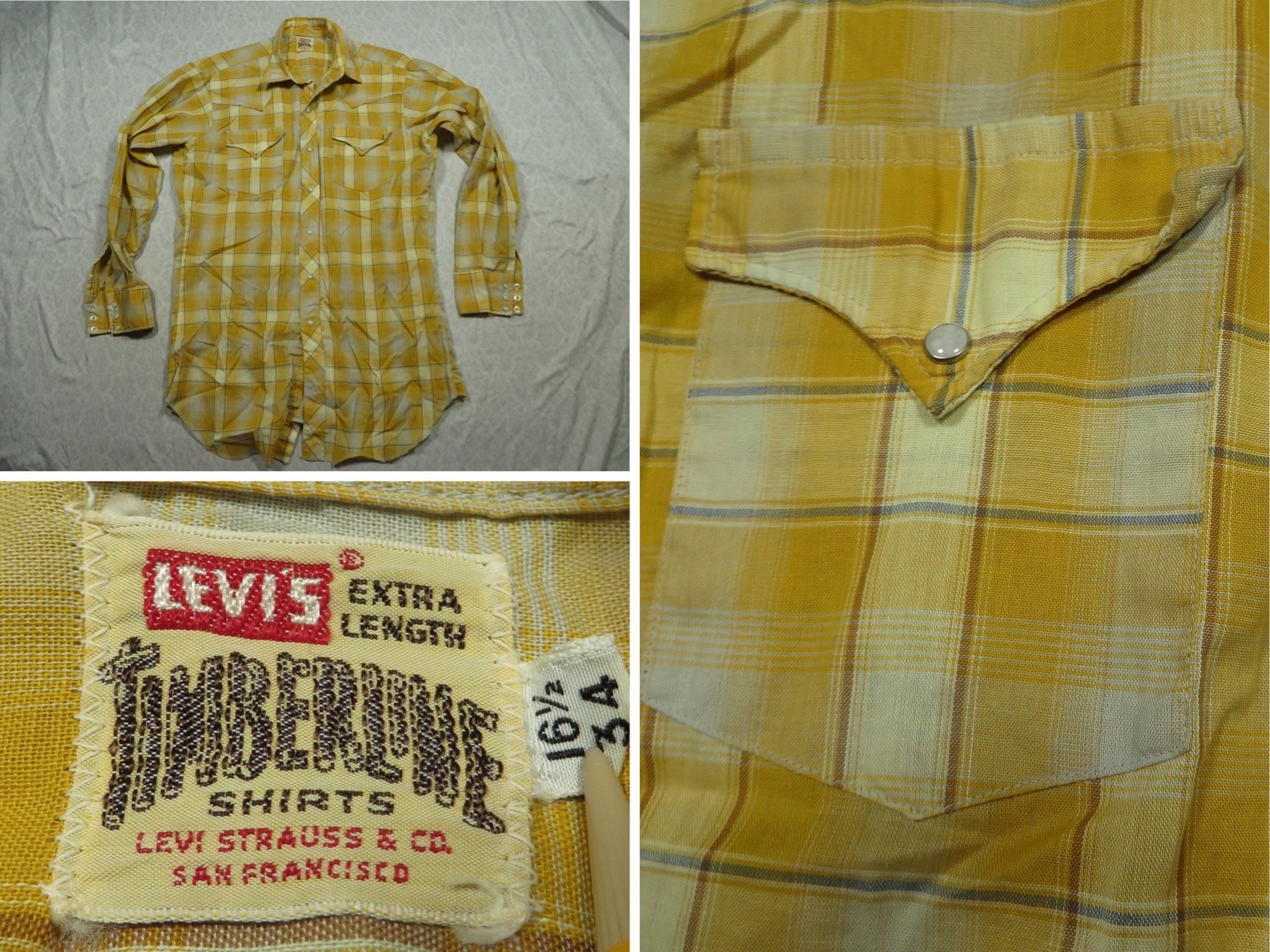 1960s Mustard Yellow Plaid Western Shirt Vintage Cowboy Style Long Sle –  The Naked Man