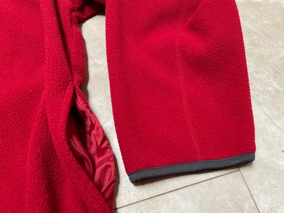 Old Navy Womens Fleece Vest XL Red Full Zip Perfect Fit Khaki Trim