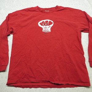 Vintage Nike Tee Shirt Red Long Sleeve Print Basketball Hoop 2000’s Men’s XL