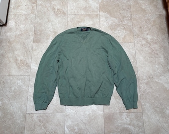 Maglione vintage Brooks Brothers: cotone verde anni '90 da uomo, taglia XL, prodotto negli USA