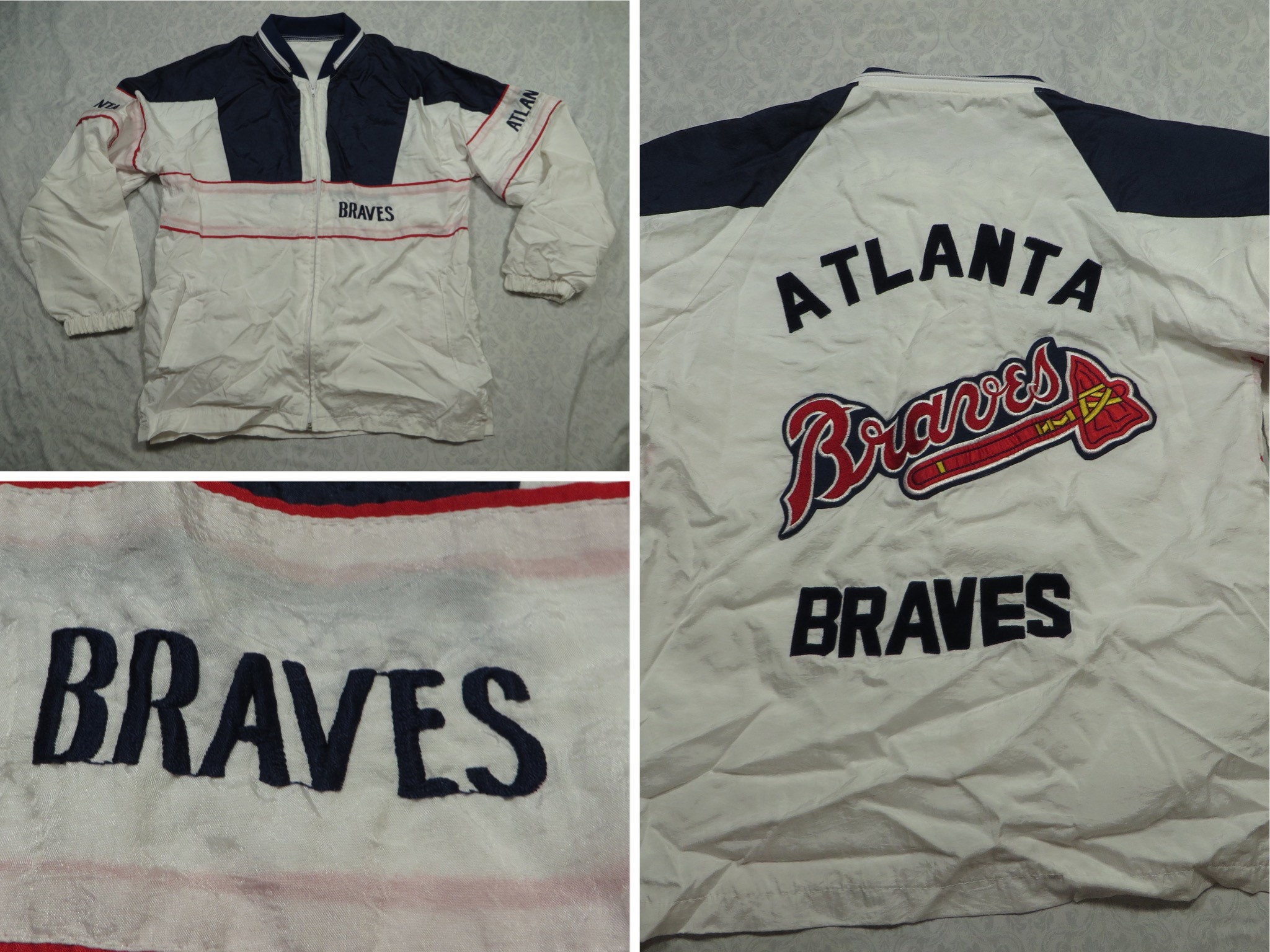 Vintage Atlanta Braves Jacket White Bootleg Big Logo -  Finland