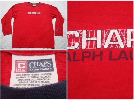 Vintage Chaps Tee Shirt Red Spellout Ralph Lauren