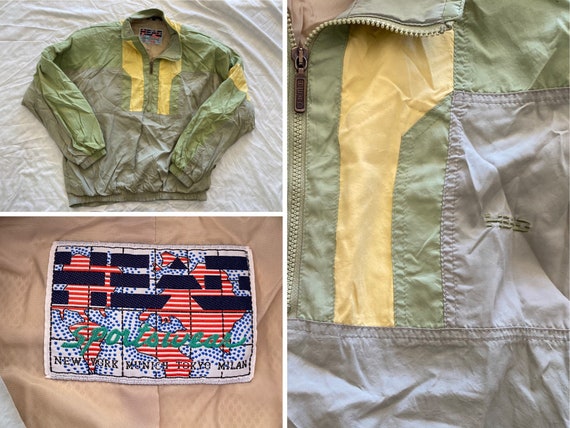 Vintage Head Jacket Green Yellow Windbreaker 90's Men's Oversized Medium