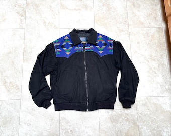 Vintage Pendleton Wolljacke: Tribal Print Western Wear, Herren L, Made in USA
