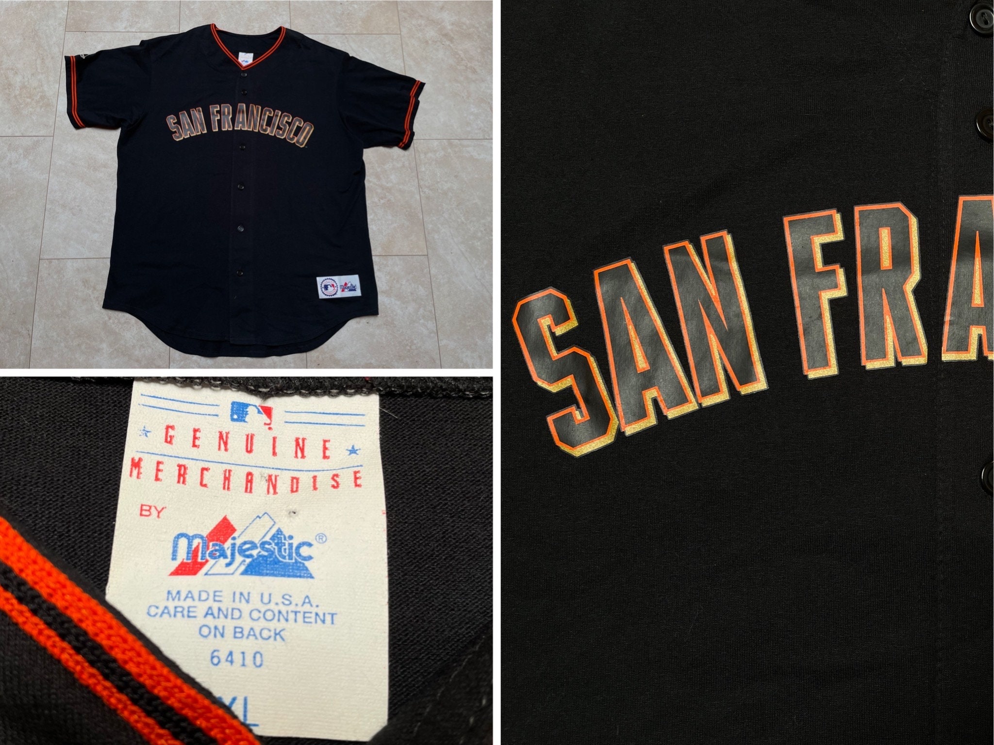 GentlyUsedGoods Vintage Giants Jersey Black Orange San Francisco Majestic Cotton 90's Men's XL Made in USA