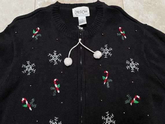 Vintage Christmas Sweater Cardigan Zip Up Carly S… - image 7