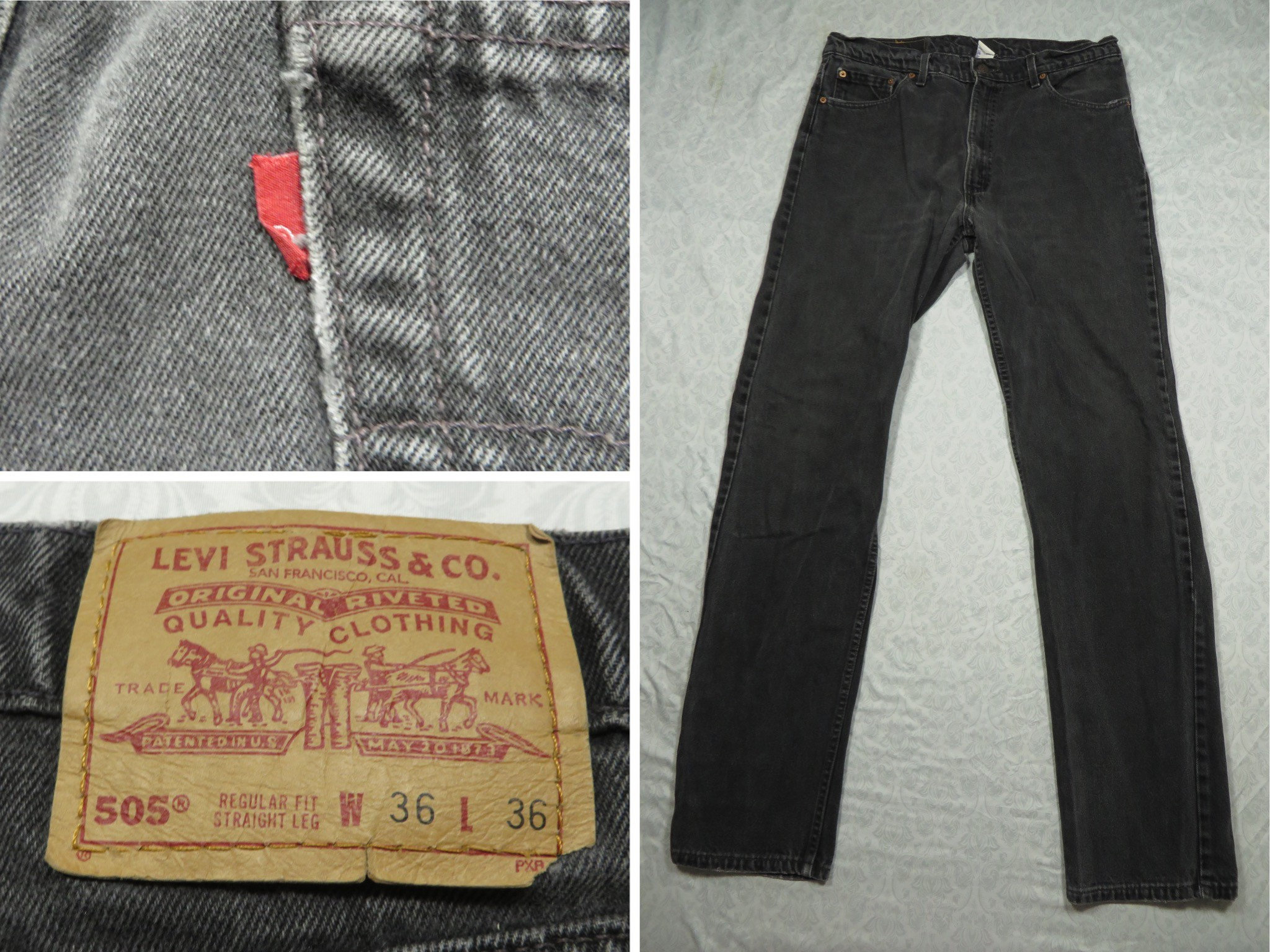 Vintage Levi's 505 Jeans Black 90s Blank Tab Faded Denim - Etsy Denmark
