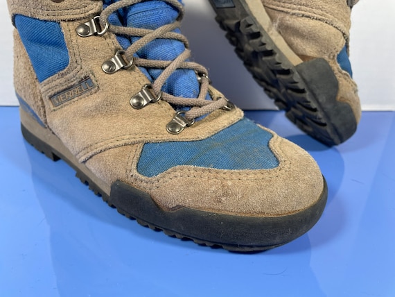 Je zal beter worden Berg Leger Vintage Merrell Mirage Hiking Boots Grey Blue Neon Leather - Etsy