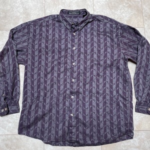 Vintage Jhane Barnes Shirt Purple Pattern Button Down 90&#39;s Men&#39;s XL