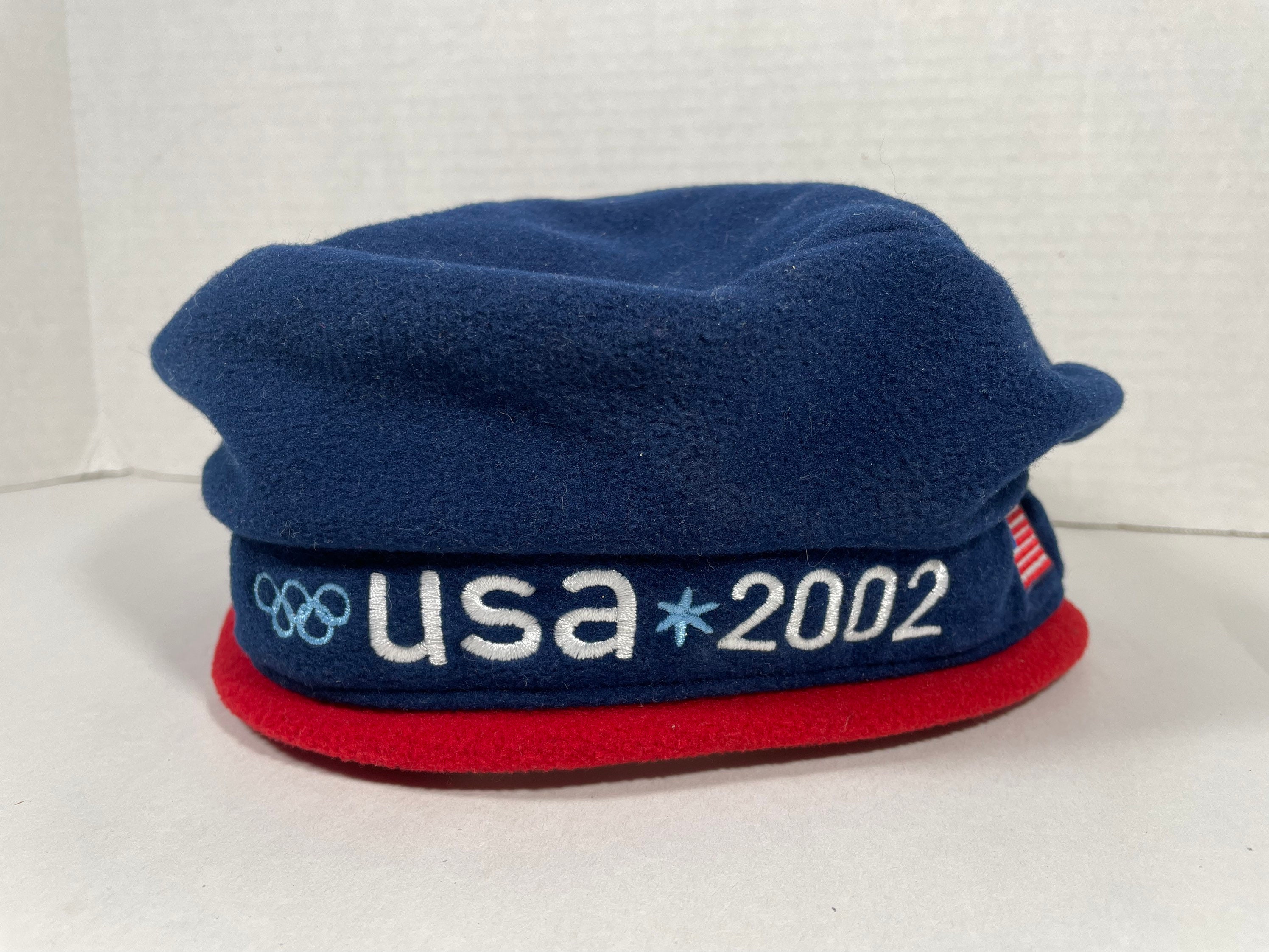 VINTAGE Olympic USA 2002 Navy & Red Fleece Beret Hat Collectable Memorabilia Y2K Vintage 2002 USA Olympic Team Roots Navy Red One Size Fleece  main image 2