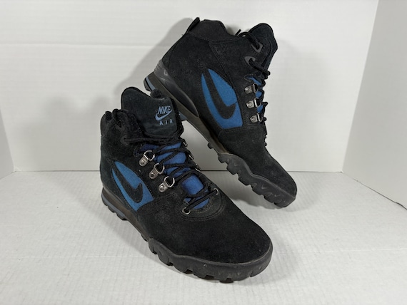 Vintage Nike Leather Hiking Boots, Black & Blue, Men display picture 2