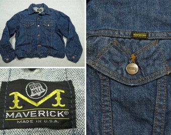Vintage Maverick Jacket Denim Dark Blue Bell Jean 70’s Men’s Large 42 Made in USA
